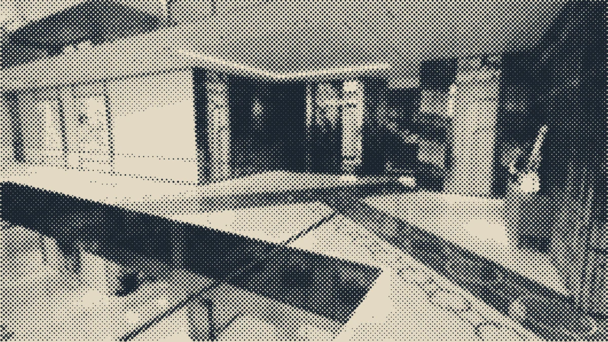 The glass foyer of a modern hall.