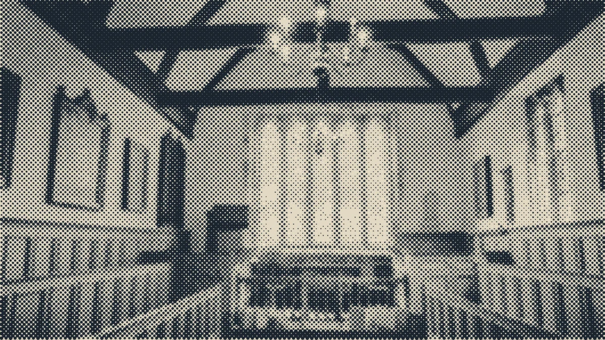 The pews of a chapel.
