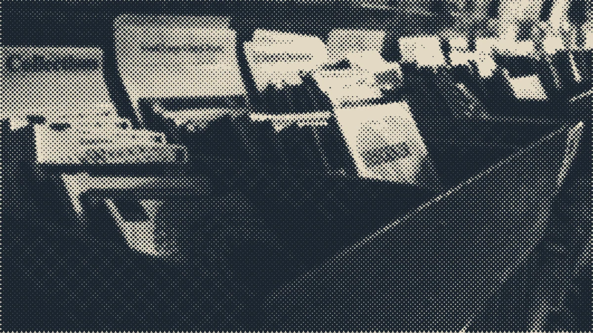 Shelves of music in a library.