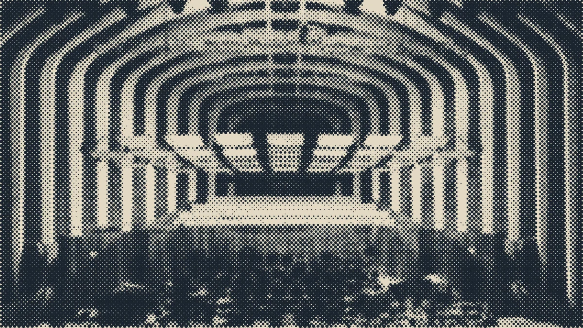 Acoustic panels above an auditorium.