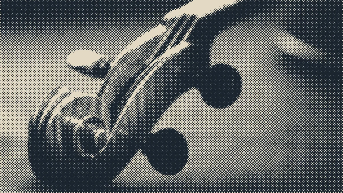 The scroll and pegs of a violin.